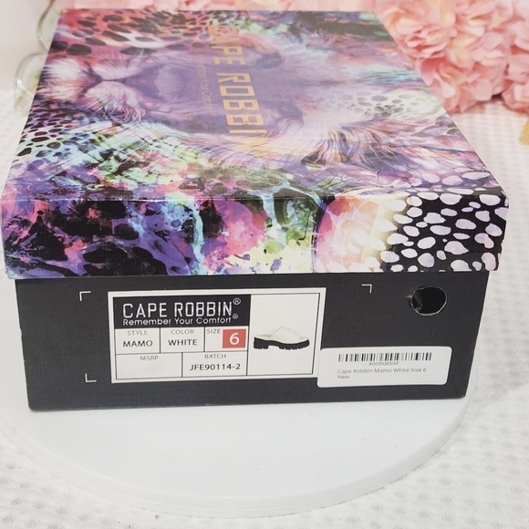 CAPE Robbin Mamo White/Blk Open Toe Chunky Heel Sandals Size 6 - Picture 10 of 10